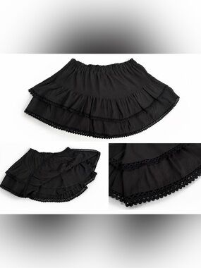 Women’s Black Tiered Ruffle Skater Skirt